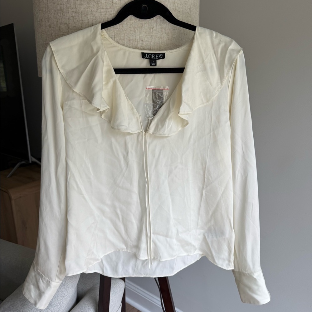 J.Crew Cream V-Neck Satin Blouse size Small